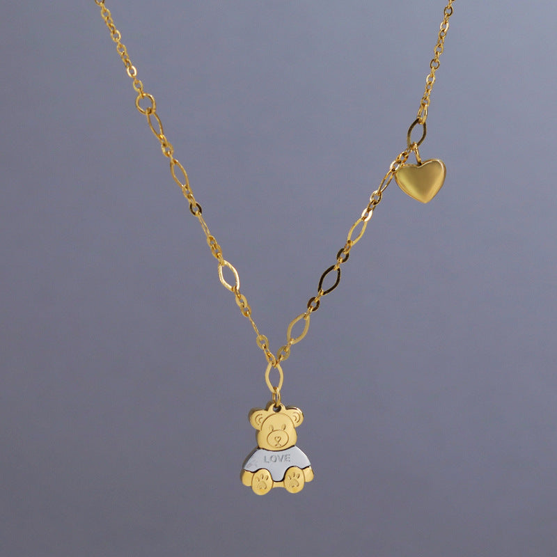Wholesale Love Bear Stitching Titanium Steel Necklaces